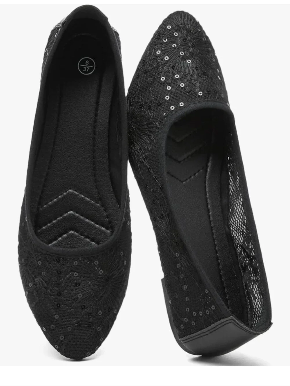 NIB Finiwor Black Mesh Ballet Flats Shoes - Size 9